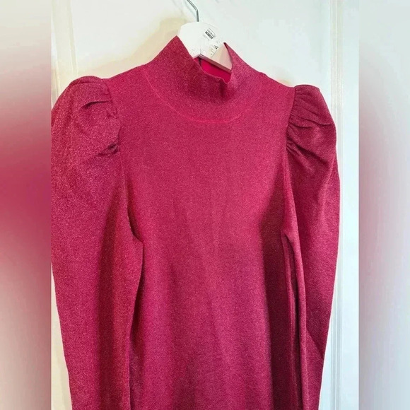 Alice & Olivia Women’s Pink Issa Turtleneck Puff Sleeve Dress - Size Medium - Picture 4 of 10